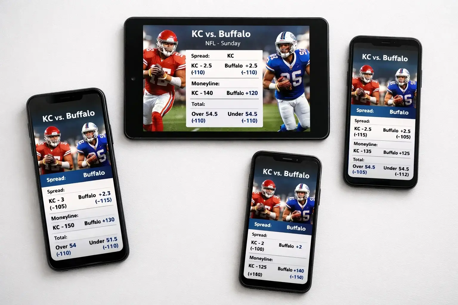 Multiple sportsbook apps open for line comparison