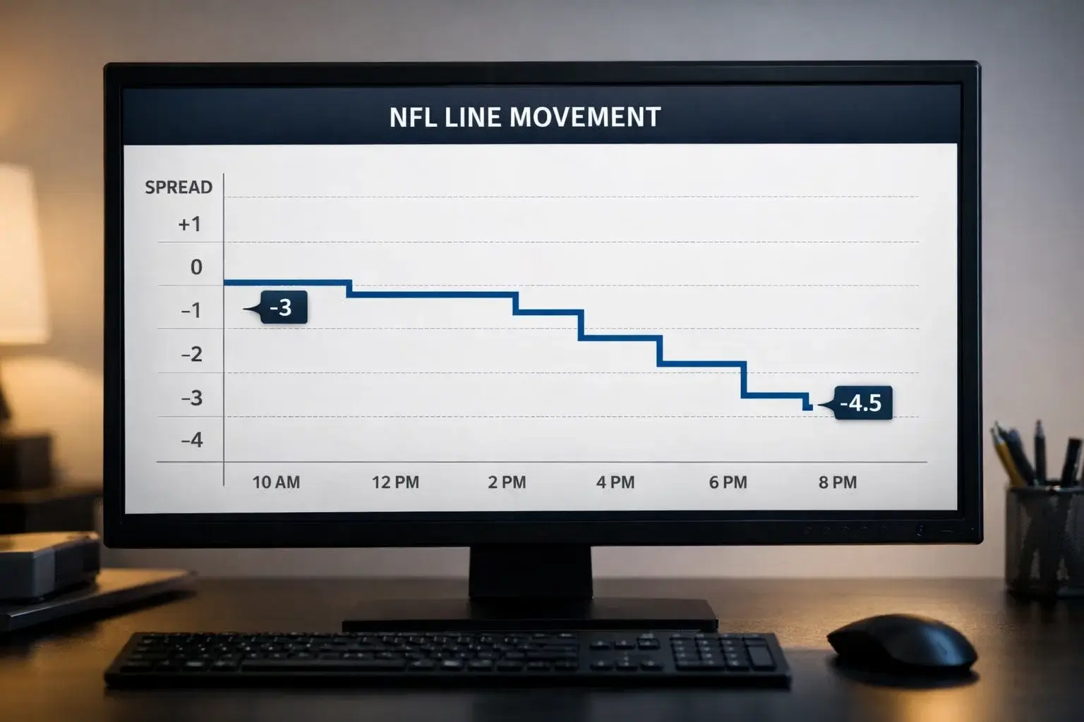 Graph showing NFL betting line movement over time